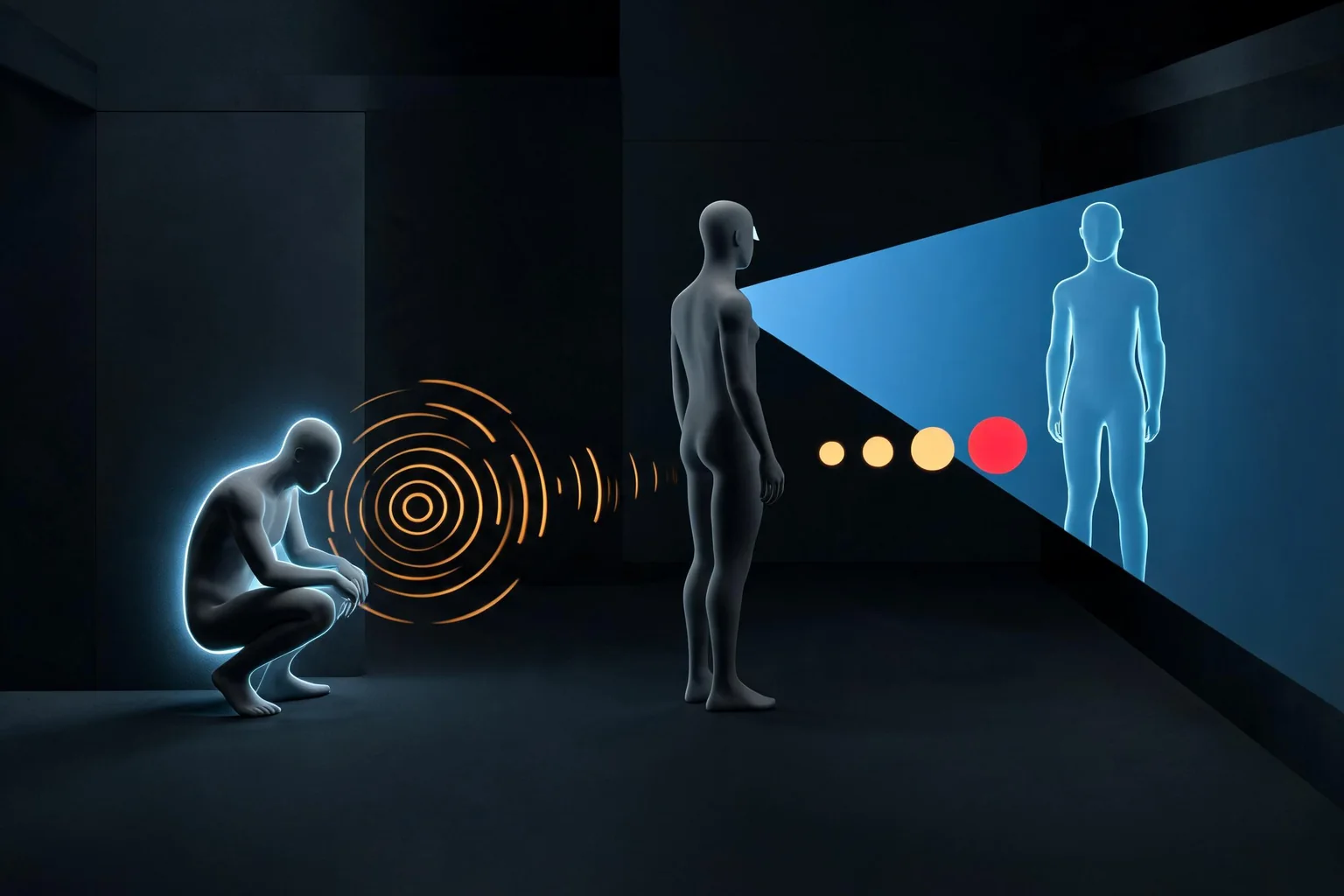Metro Awakening: Unreal Engine VR Stealth Perception and Feedback Guide editorial cover illustrating AI sight and hearing stimuli, player posture and visibility state, spatial feedback and alert transitions, and debugging fairness and AI cost
