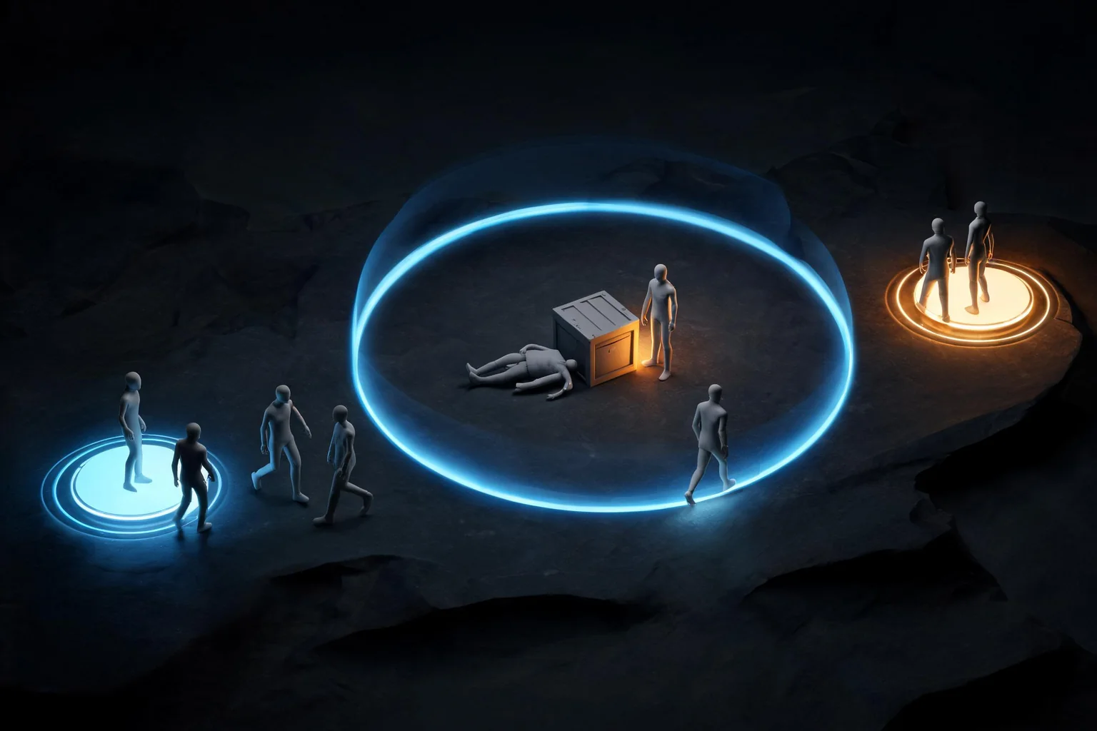 Off The Grid: Unreal Engine Extraction Battle Royale Match Architecture Guide editorial cover illustrating lobby insertion and extraction phases, loot ownership and elimination state, zone pressure and late join policy, and server scale and recovery
