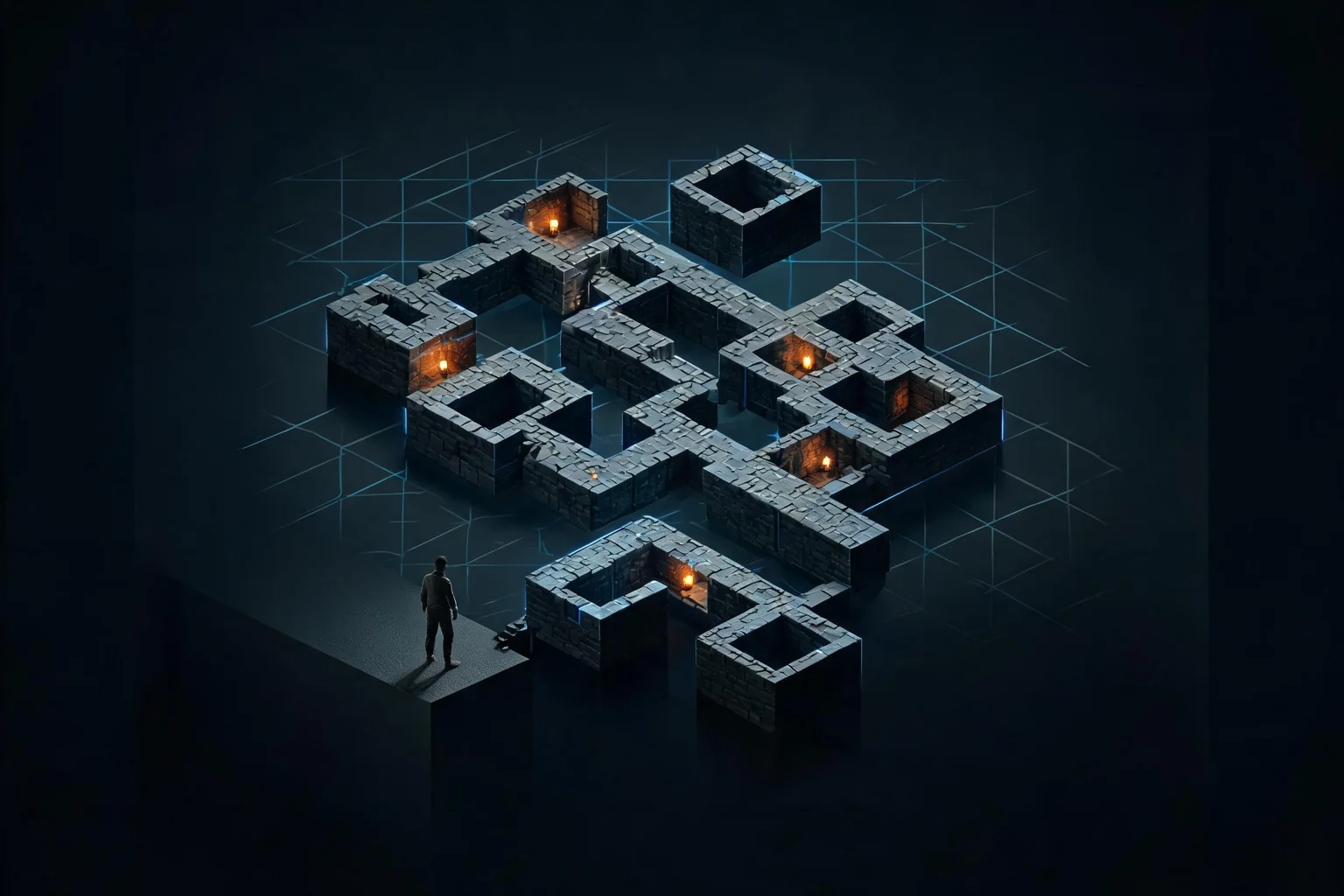 Unreal Engine Procedural Dungeon Generation Guide editorial cover illustrating seeded layout grammar and constraints, room connectivity and traversal validation, gameplay tags loot and encounter placement, and save determinism navigation and performance