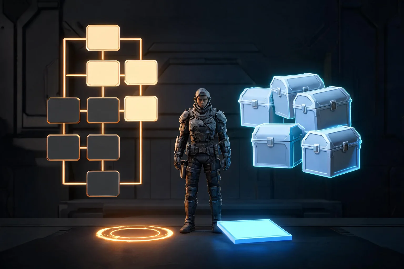 Unreal Engine Roguelike Progression Guide editorial cover illustrating run state and permanent unlocks, reward pools and deterministic seeds, death reset and save boundaries, and migration corruption and rollback