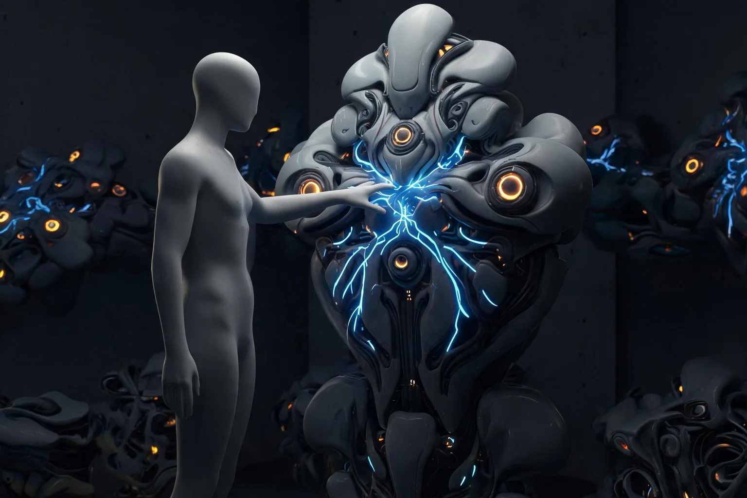 Scorn and Unreal Engine Biomechanical Horror Technology editorial cover illustrating Epic developer interview evidence, biomechanical environment production, atmosphere lighting and streaming, and environmental interaction and original-content boundaries