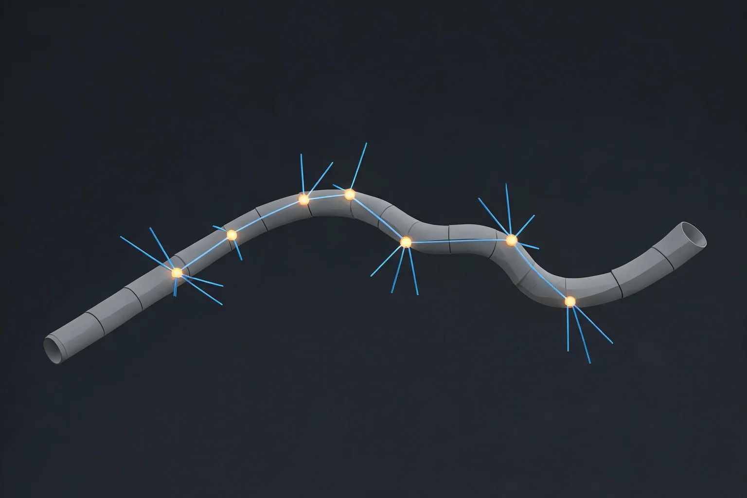Unreal Engine Spline Tools and Procedural Mesh Guide editorial cover illustrating Spline Component points, tangent and orientation, Spline Mesh deformation, and road and pipe generation
