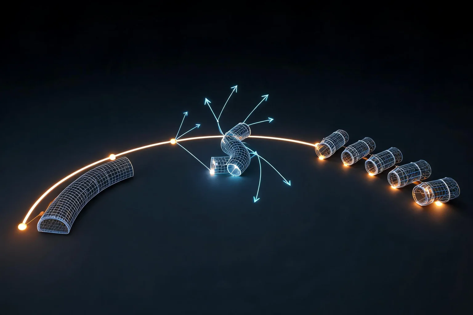 Unreal Engine Spline Tools and Procedural Mesh Guide workflow diagram illustrating Explain separate persistent data, cells, levels, actors, splines, and generated content using Spline Component points and tangent and orientation as the visible checkpoints.
