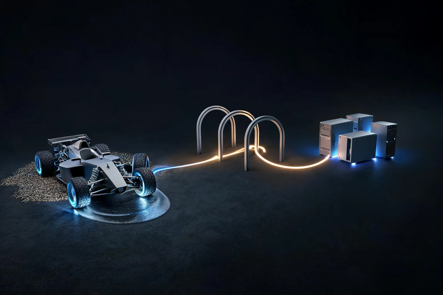 Unreal Engine Vehicle Physics and Racing Gameplay Guide workflow diagram for Model data and transitions explicitly