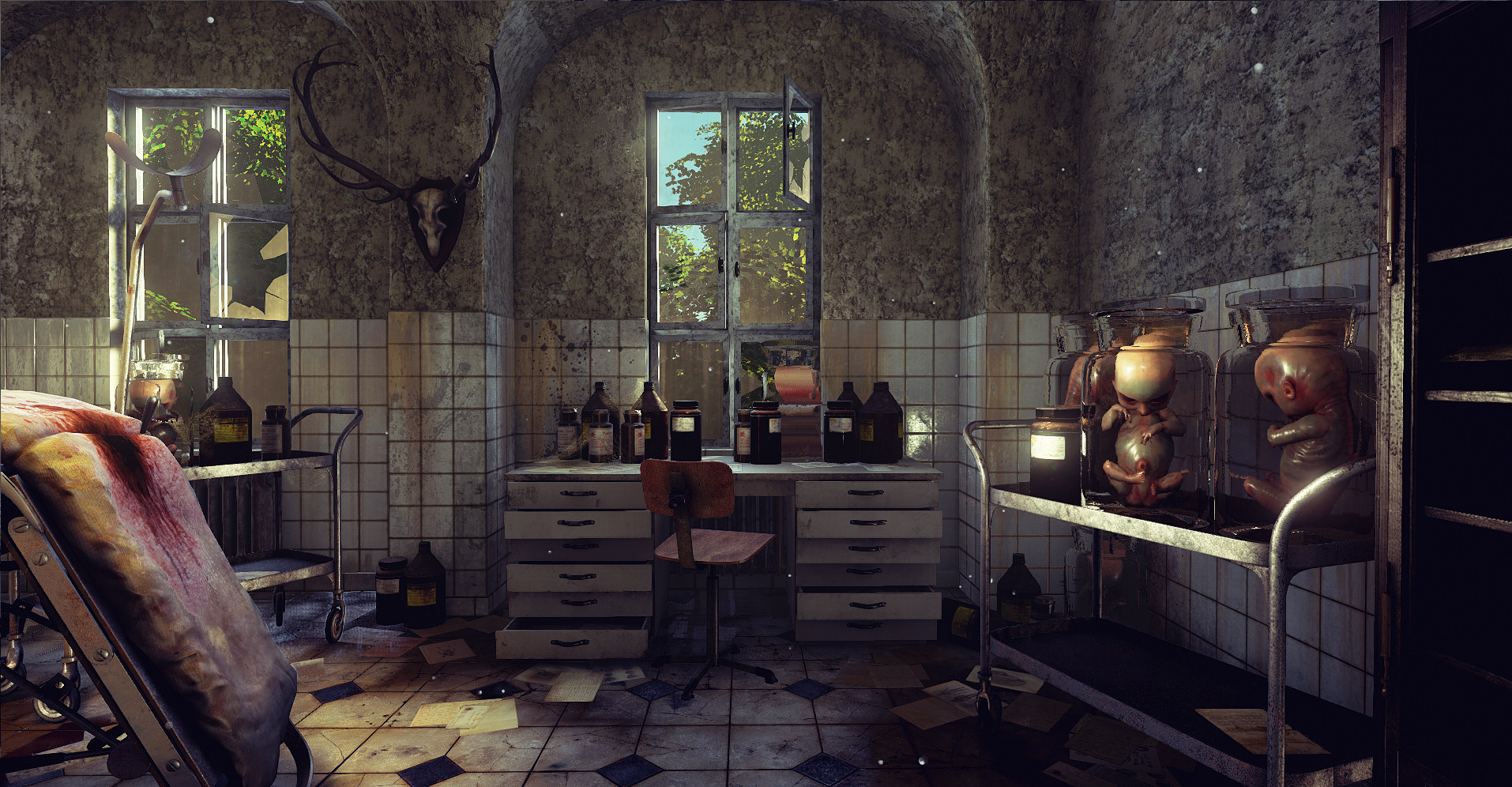 Reviewed Unreal visual reference matched to abandoned laboratory