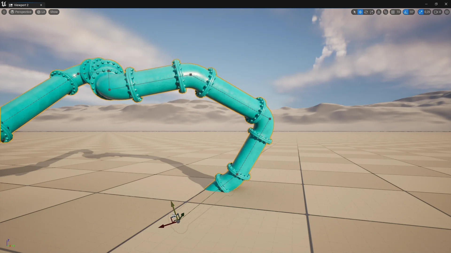 Reviewed Unreal workflow visual reference for pipeline exception