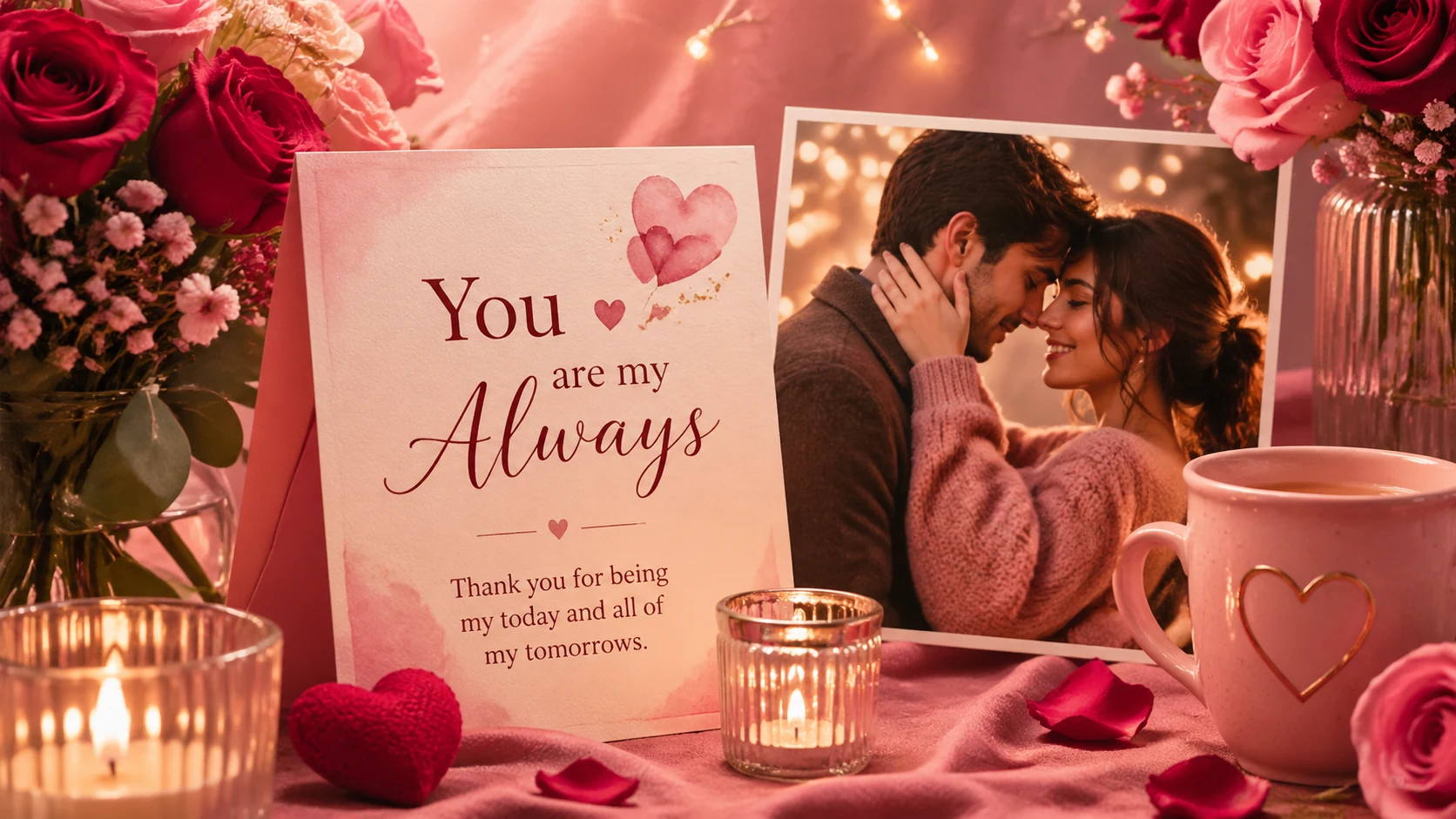 Romantic Valentine art with heartfelt cards