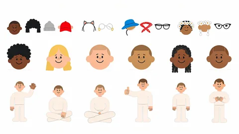 Close-up vector character kits concept image with crisp subject focus