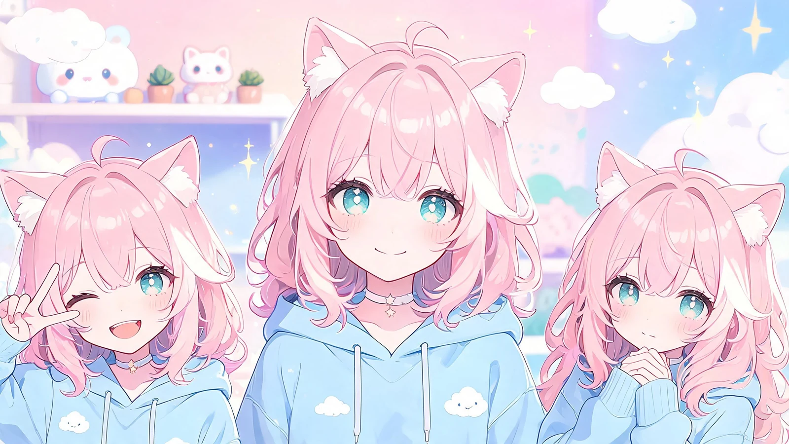 Close-up virtual youtuber (vtuber) avatars concept image with crisp subject focus