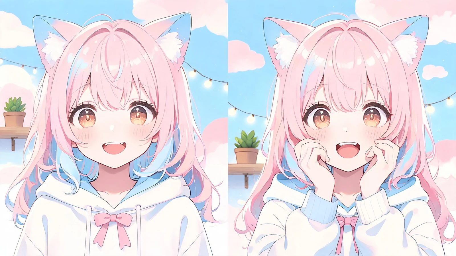 Wide-scene virtual youtuber (vtuber) avatars visual with strong foreground and background separation