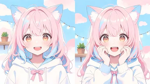 Wide-scene virtual youtuber (vtuber) avatars visual with strong foreground and background separation