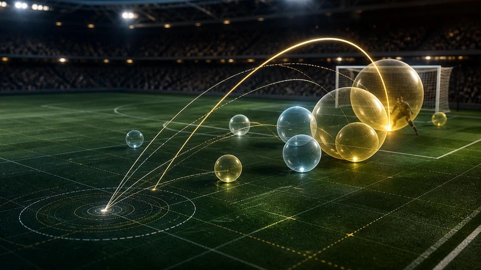Forecast calibration visualized as probability spheres and shot outcomes