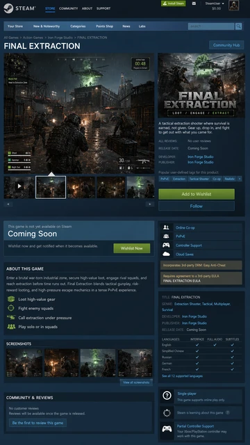 Steam page preview