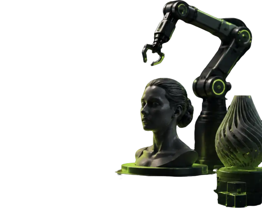 Robotic arm preparing 3D printed models